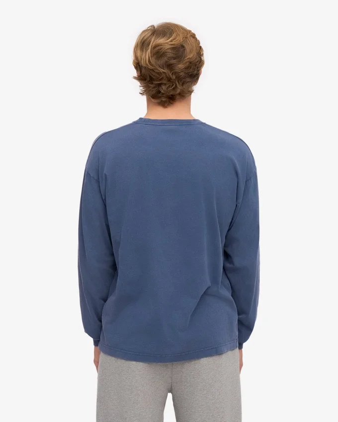 Överdimensionerad ekologisk långärmad T-shirt – Neptune Blue