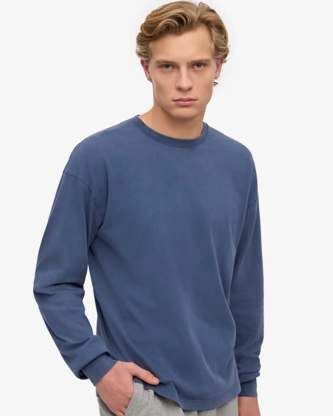 Överdimensionerad ekologisk långärmad T-shirt – Neptune Blue