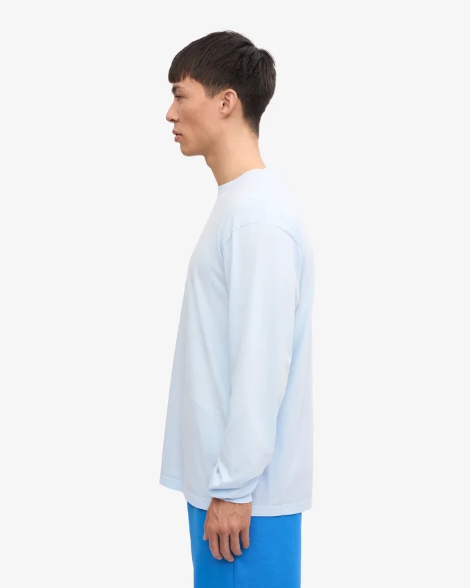 Överdimensionerad ekologisk långärmad T-shirt – polarblå