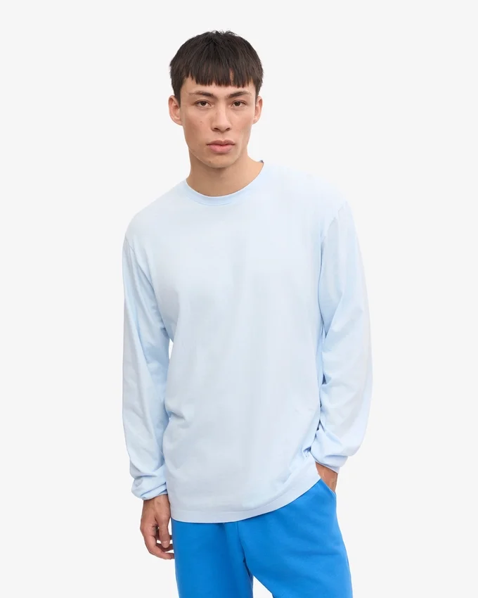 Överdimensionerad ekologisk långärmad T-shirt – polarblå