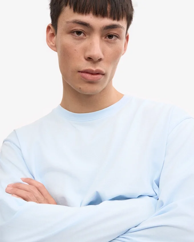 Överdimensionerad ekologisk långärmad T-shirt – polarblå