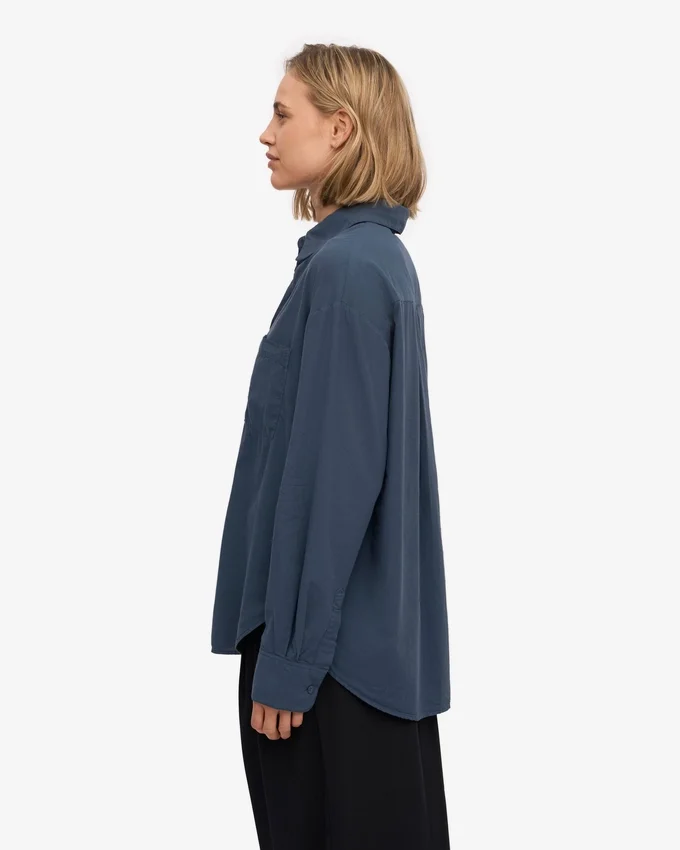 Överdimensionerad ekologisk skjorta – Petrol Blue