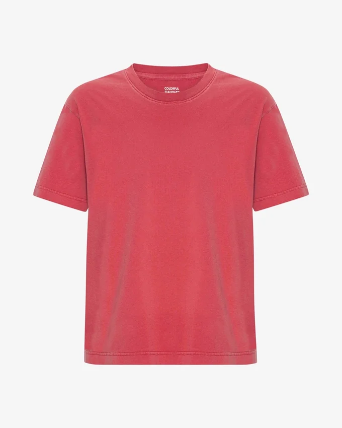 Överdimensionerad ekologisk T-shirt – blekt röd