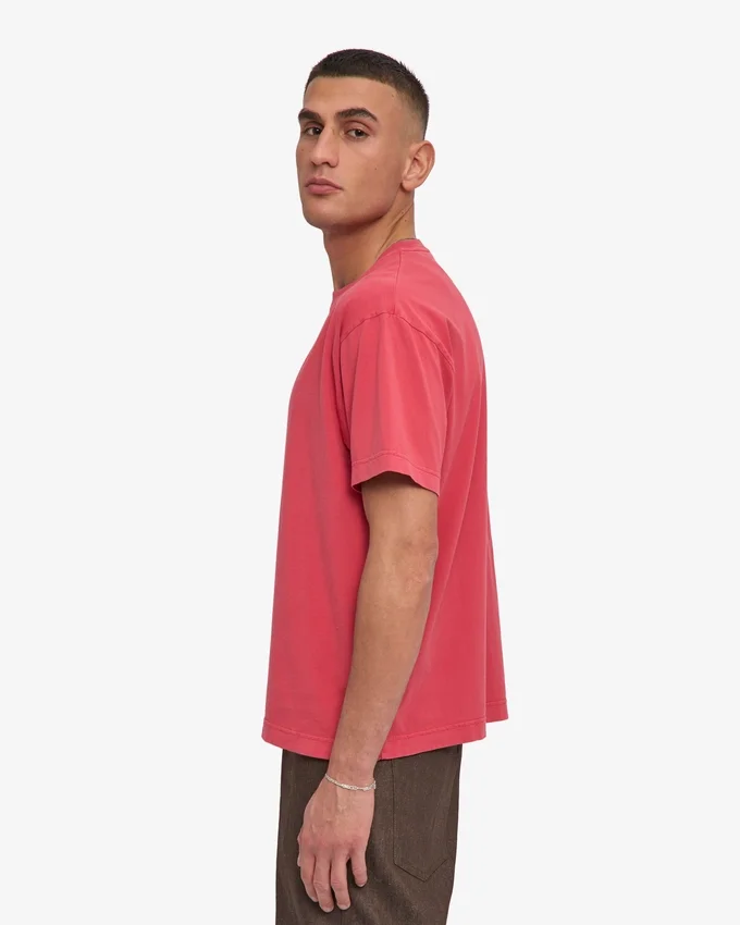 Överdimensionerad ekologisk T-shirt – blekt röd