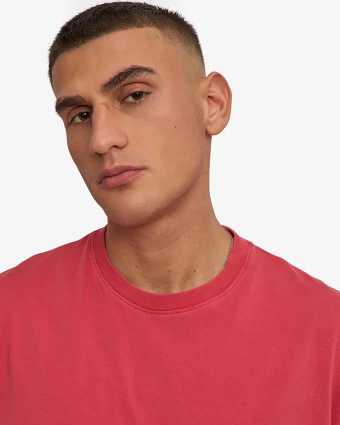 Överdimensionerad ekologisk T-shirt – blekt röd