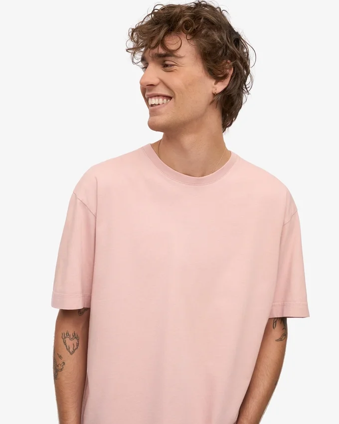 Överdimensionerad ekologisk T-shirt – blekt rosa