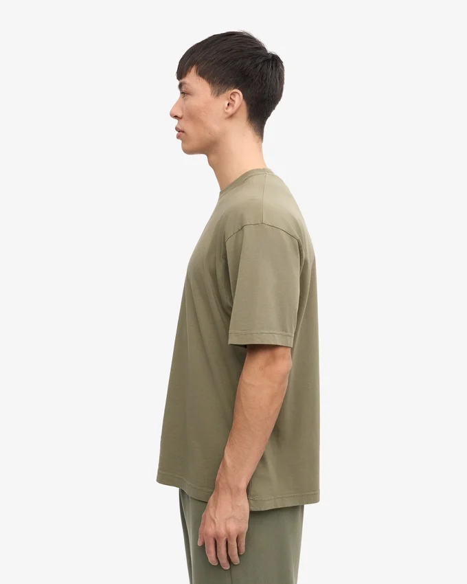 Överdimensionerad ekologisk T-shirt – dammig olivgrön