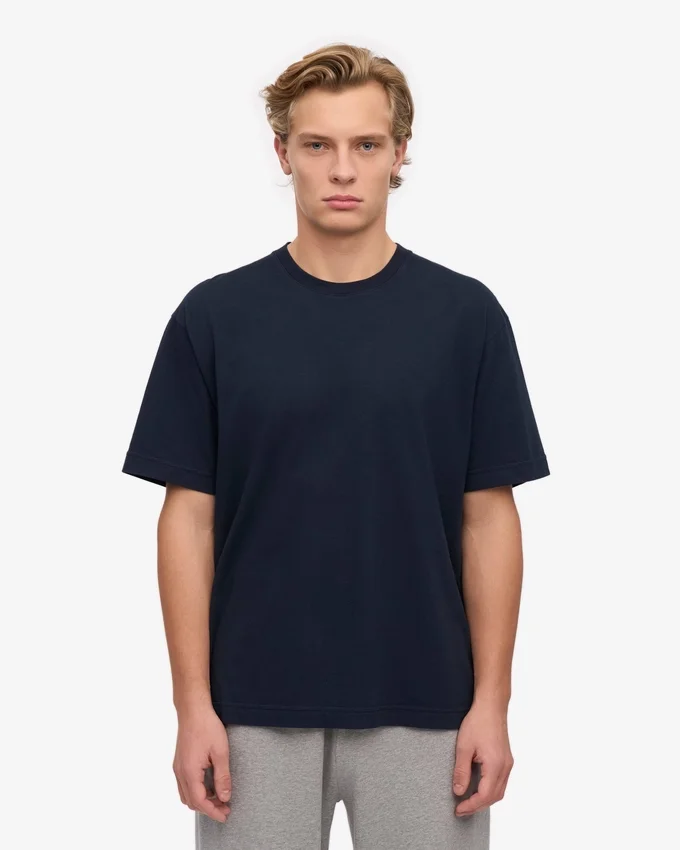 Överdimensionerad ekologisk T-shirt – marinblå