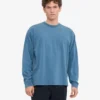 Överdimensionerad ekologisk T-shirt med lång ärm – blekt indigo