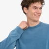 Överdimensionerad ekologisk T-shirt med lång ärm – blekt indigo