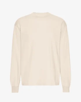 Överdimensionerad ekologisk T-shirt med lång ärm – elfenbensvit