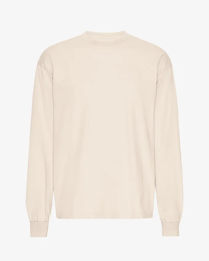 Överdimensionerad ekologisk T-shirt med lång ärm – elfenbensvit