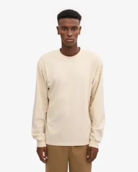 Överdimensionerad ekologisk T-shirt med lång ärm – elfenbensvit