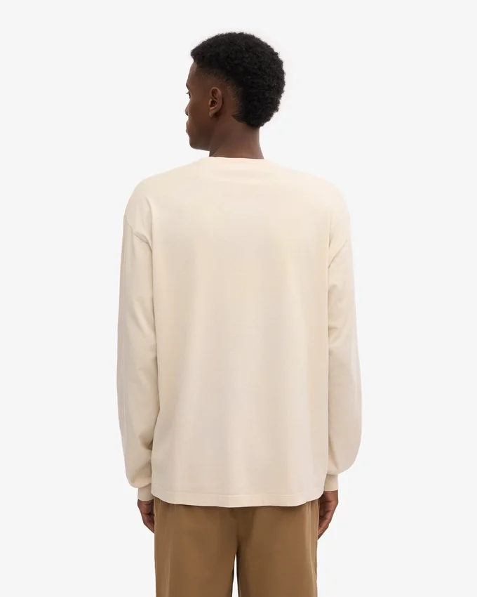 Överdimensionerad ekologisk T-shirt med lång ärm – elfenbensvit