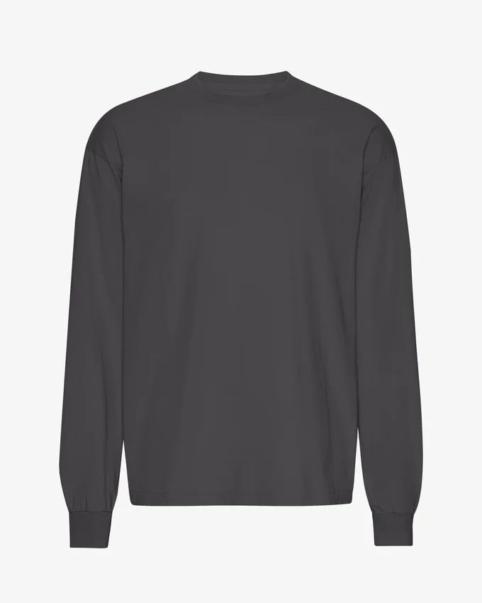 Överdimensionerad ekologisk T-shirt med lång ärm – lavagrå