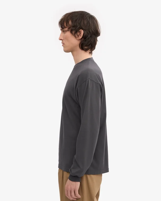 Överdimensionerad ekologisk T-shirt med lång ärm – lavagrå