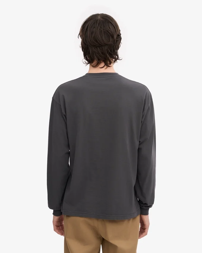 Överdimensionerad ekologisk T-shirt med lång ärm – lavagrå