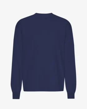Överdimensionerad ekologisk T-shirt med lång ärm – marinblå