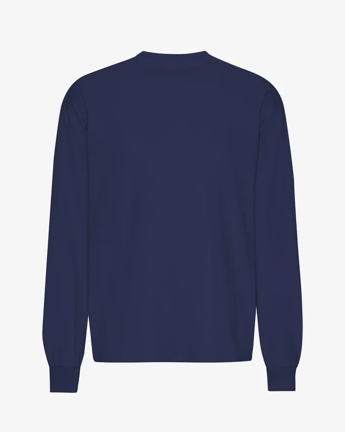Överdimensionerad ekologisk T-shirt med lång ärm – marinblå