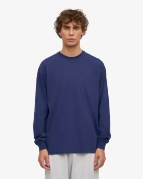 Överdimensionerad ekologisk T-shirt med lång ärm – marinblå
