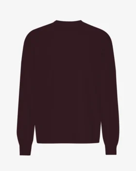 Överdimensionerad ekologisk T-shirt med lång ärm – oxblodsröd