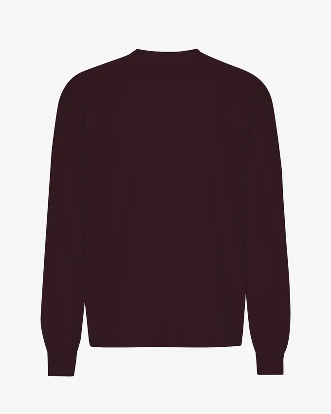 Överdimensionerad ekologisk T-shirt med lång ärm – oxblodsröd