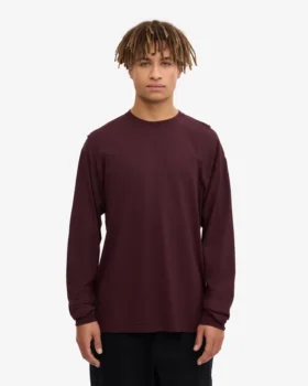 Överdimensionerad ekologisk T-shirt med lång ärm – oxblodsröd