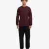 Överdimensionerad ekologisk T-shirt med lång ärm – oxblodsröd