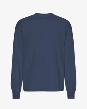 Överdimensionerad ekologisk T-shirt med lång ärm – petrolblå