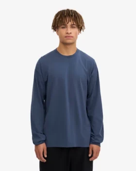 Överdimensionerad ekologisk T-shirt med lång ärm – petrolblå