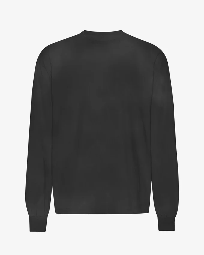 Överdimensionerad ekologisk T-shirt med långa ärmar – blekt svart