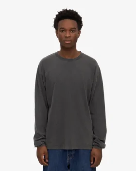 Överdimensionerad ekologisk T-shirt med långa ärmar – blekt svart