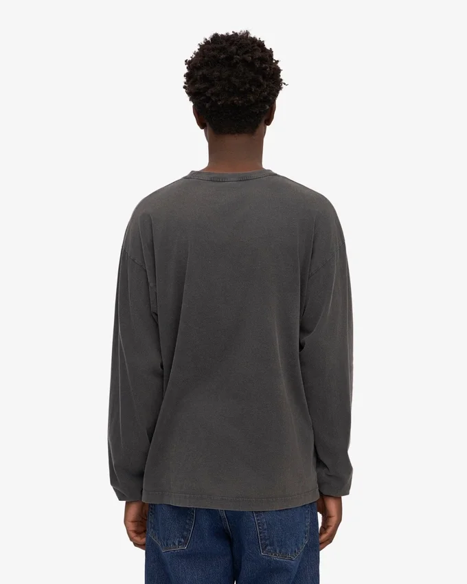 Överdimensionerad ekologisk T-shirt med långa ärmar – blekt svart