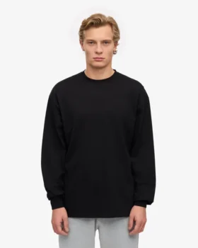 Överdimensionerad ekologisk T-shirt med långa ärmar – djupsvart