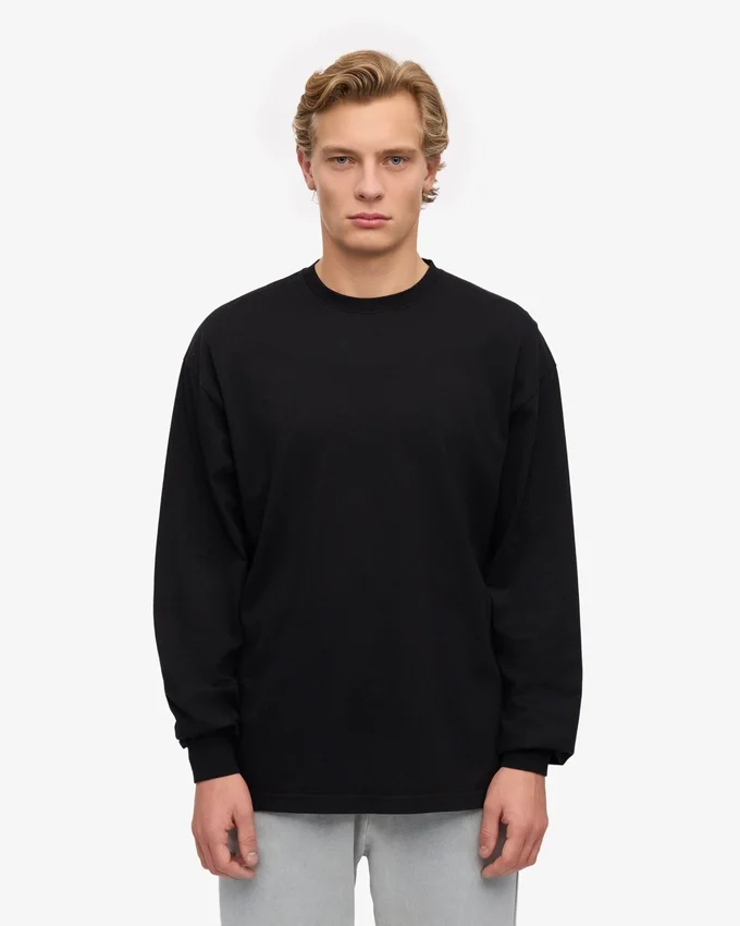 Överdimensionerad ekologisk T-shirt med långa ärmar – djupsvart