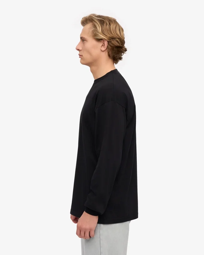 Överdimensionerad ekologisk T-shirt med långa ärmar – djupsvart