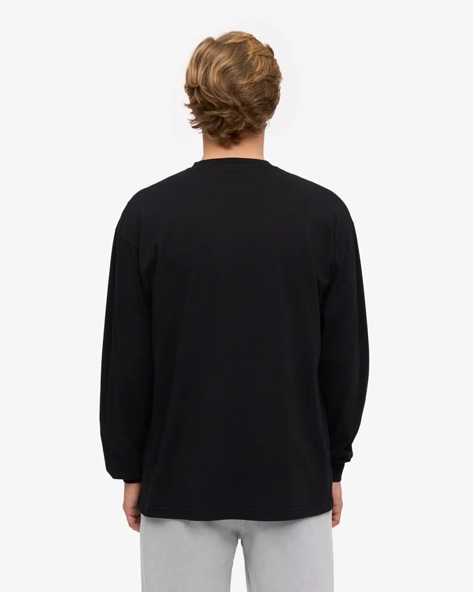 Överdimensionerad ekologisk T-shirt med långa ärmar – djupsvart