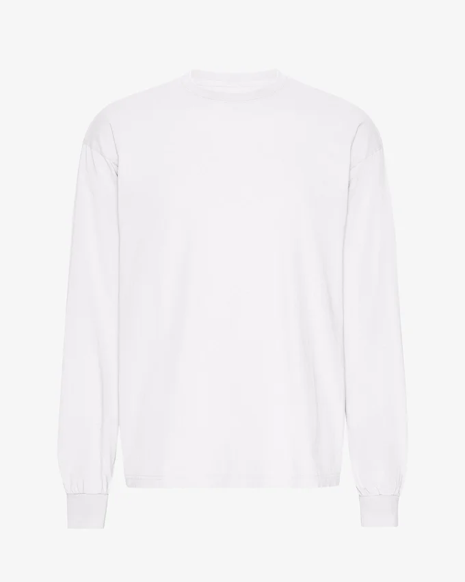 Överdimensionerad ekologisk T-shirt med långa ärmar – optiskt vit