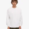 Överdimensionerad ekologisk T-shirt med långa ärmar – optiskt vit