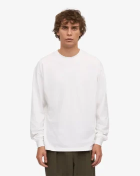Överdimensionerad ekologisk T-shirt med långa ärmar – optiskt vit