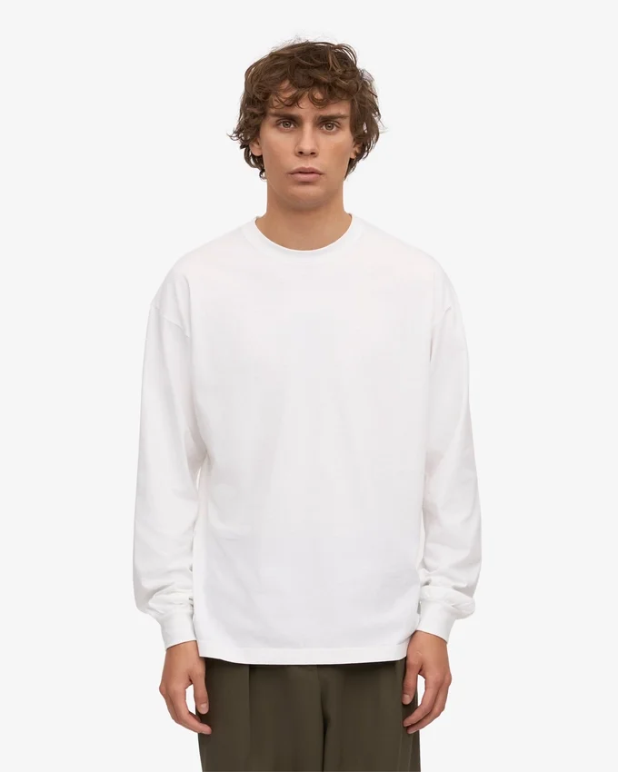 Överdimensionerad ekologisk T-shirt med långa ärmar – optiskt vit