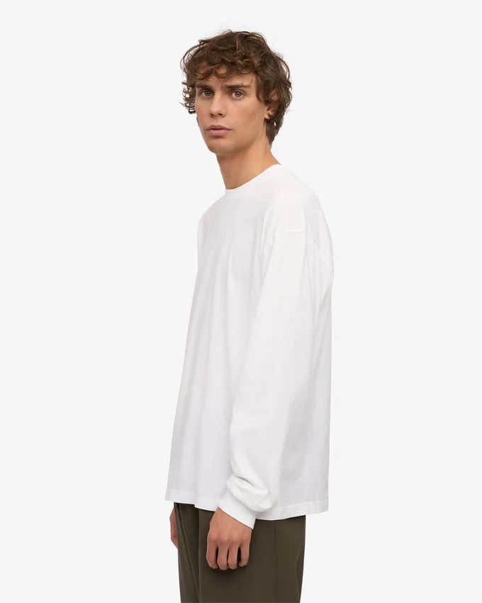 Överdimensionerad ekologisk T-shirt med långa ärmar – optiskt vit
