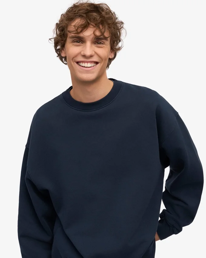 Överdimensionerad ekologisk T-shirt med rund hals – marinblå