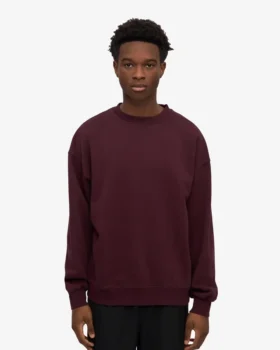 Överdimensionerad ekologisk T-shirt med rund hals – oxblodsröd