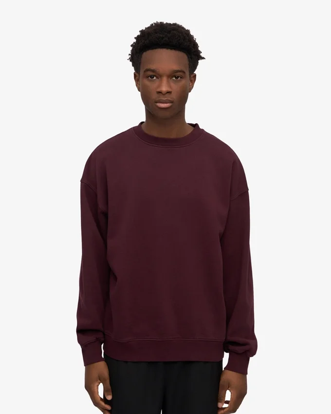 Överdimensionerad ekologisk T-shirt med rund hals – oxblodsröd