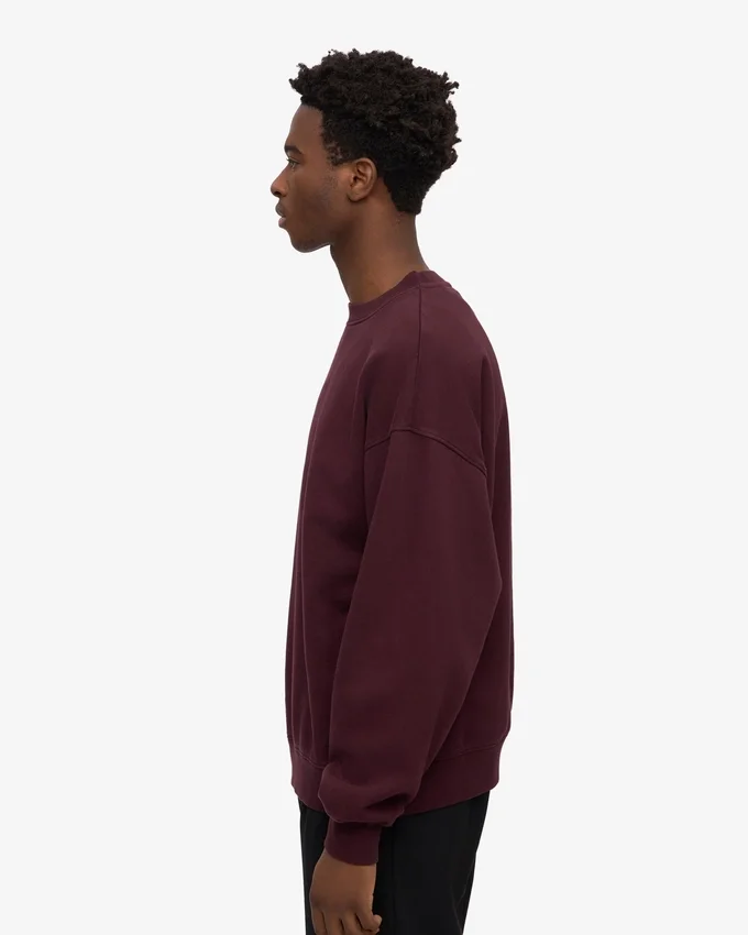 Överdimensionerad ekologisk T-shirt med rund hals – oxblodsröd