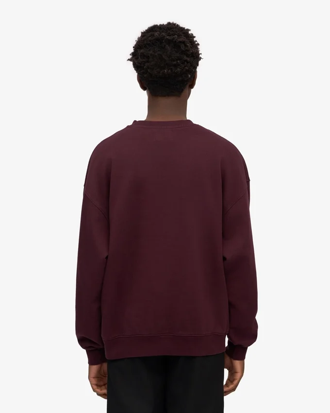 Överdimensionerad ekologisk T-shirt med rund hals – oxblodsröd
