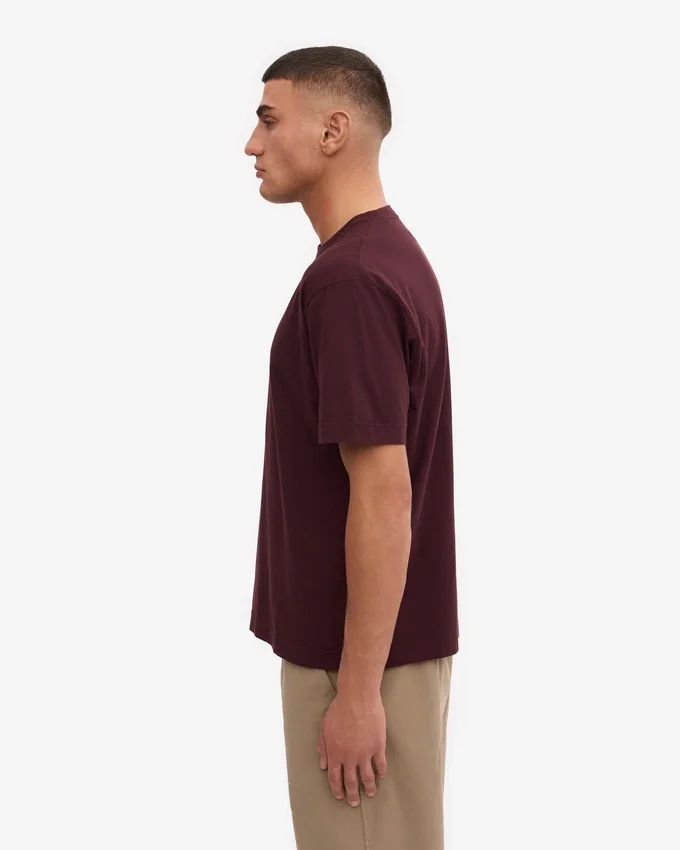 Överdimensionerad ekologisk T-shirt – oxblodsröd
