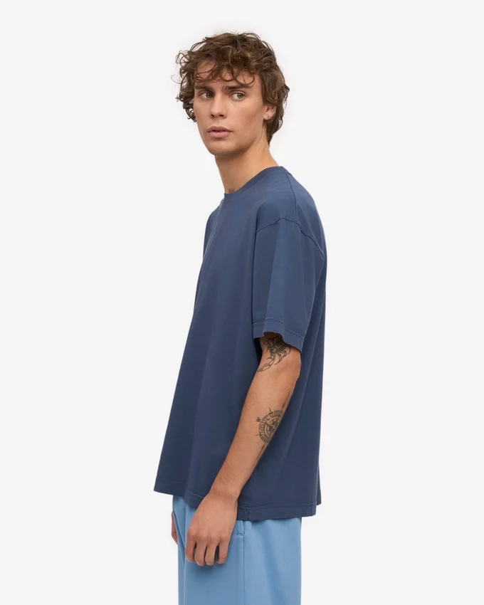 Överdimensionerad ekologisk T-shirt – petrolblå