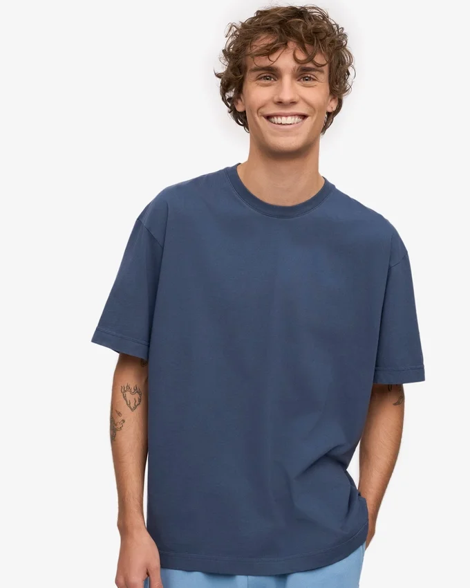 Överdimensionerad ekologisk T-shirt – petrolblå